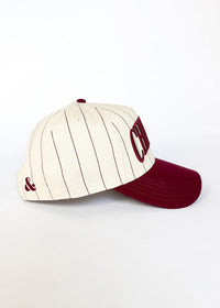 Chicago Puff Pinstripe Baseball Cap - Burgundy