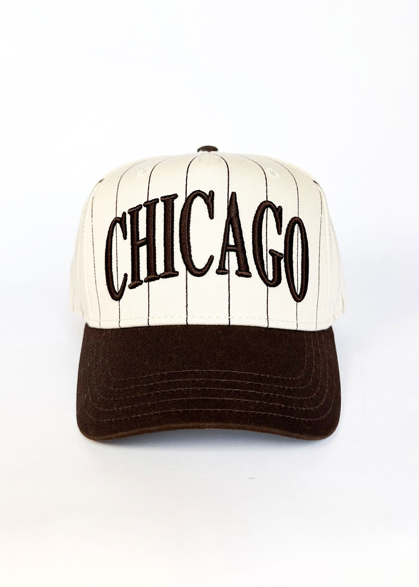 Chicago Puff Pinstripe Baseball Cap - Espresso