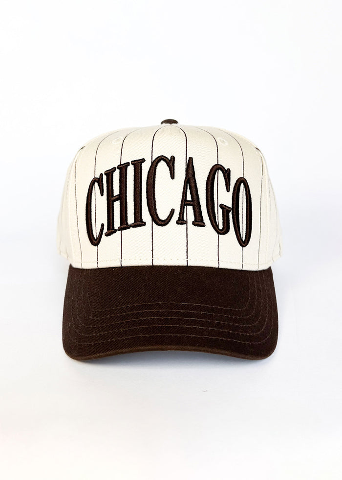 Chicago Puff Pinstripe Baseball Cap - Espresso