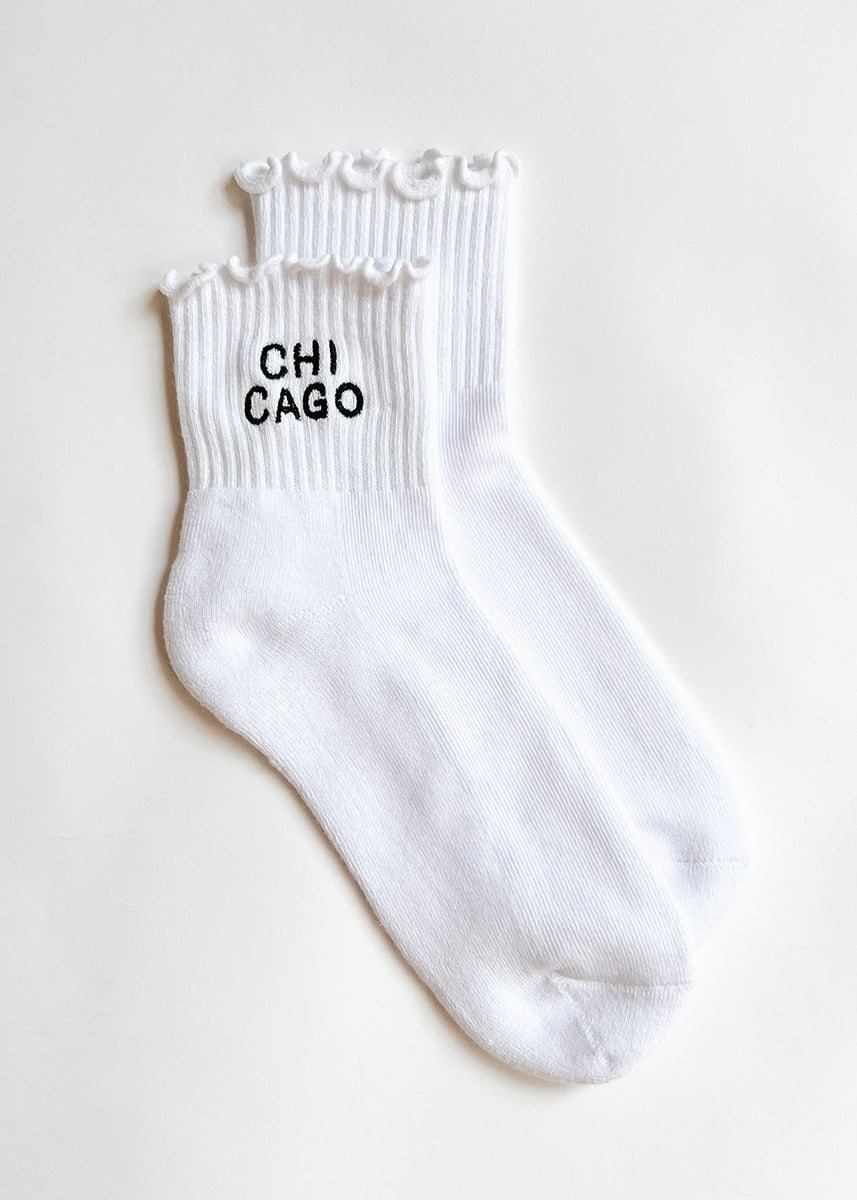 Chicago Ruffle Crew Sock - Ivory