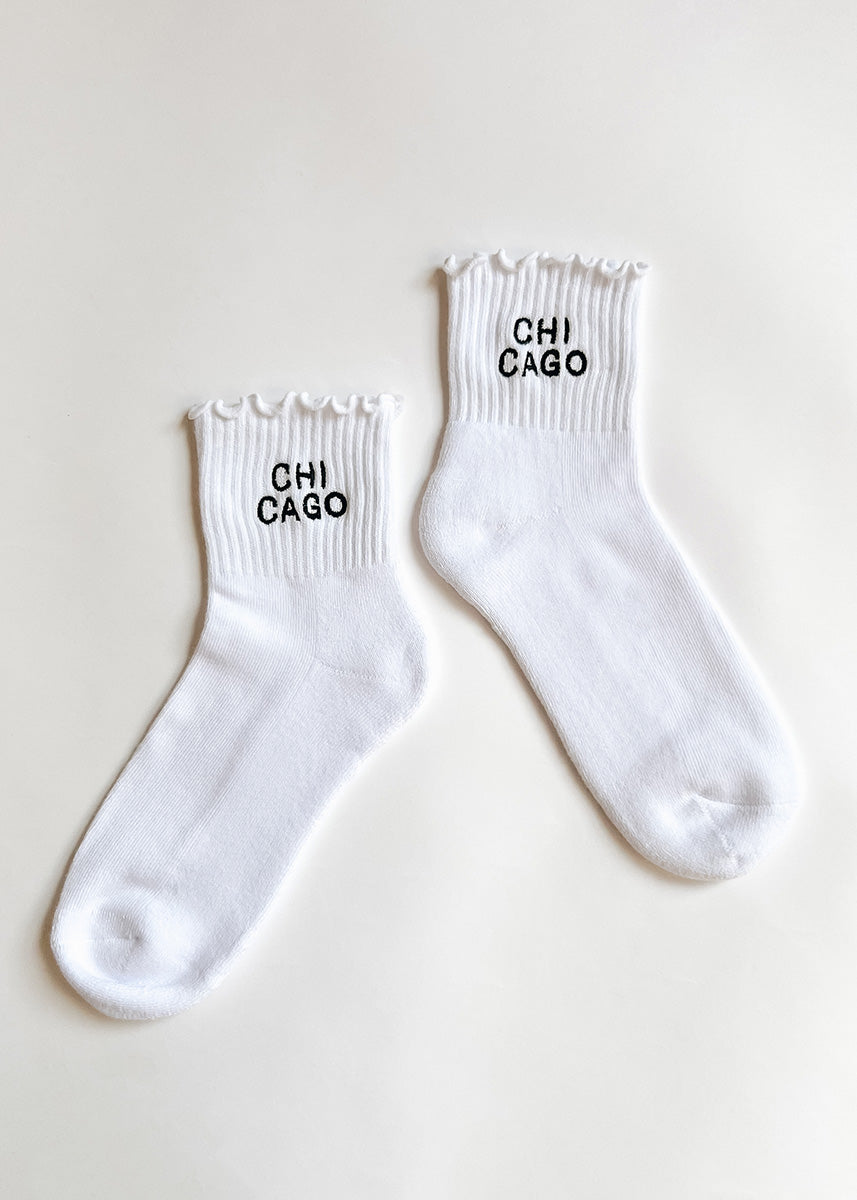 Chicago Ruffle Crew Sock - Ivory
