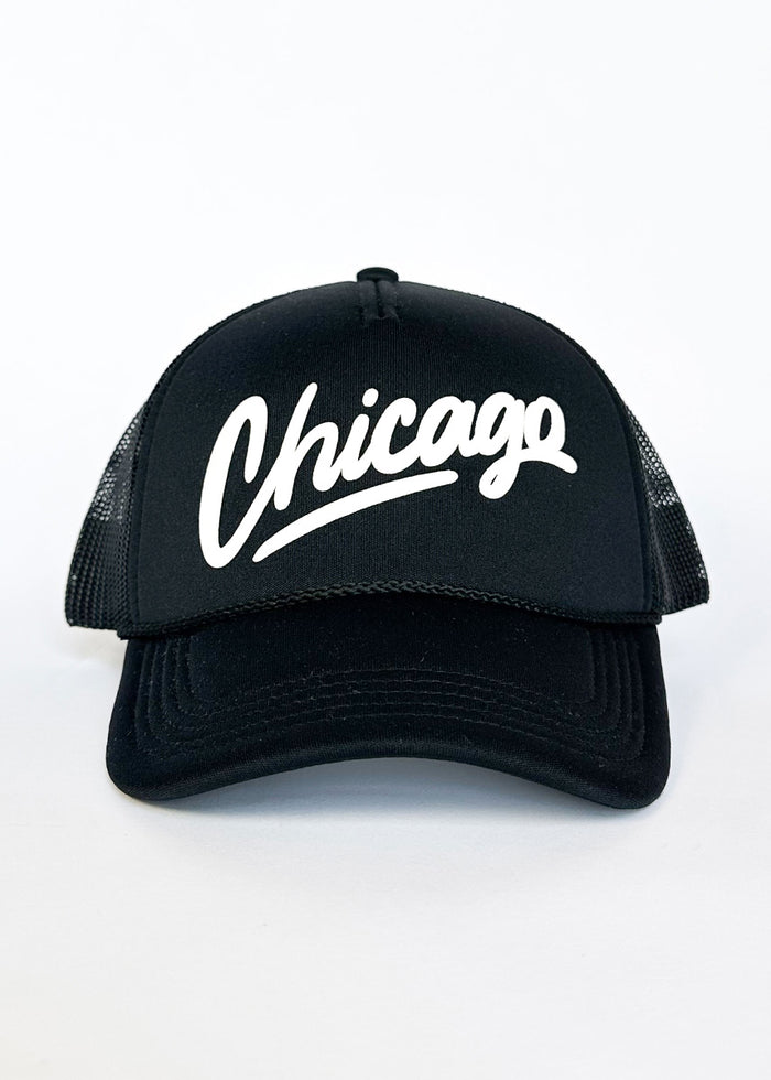 Chicago Script Trucker Hat - Black