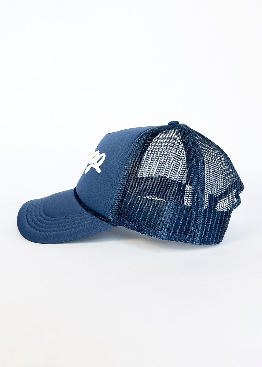 Chicago Script Trucker Hat - Navy