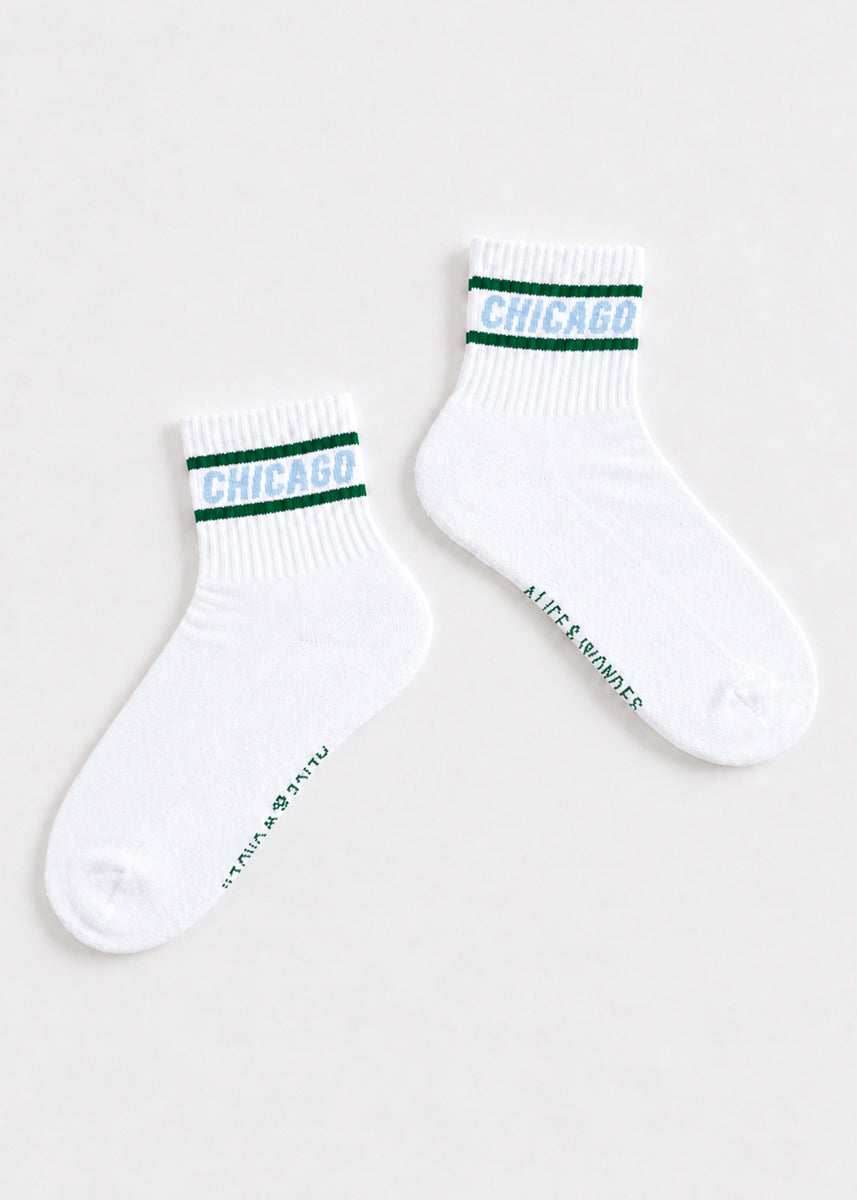 Chicago Double Stripe Crew Sock - Green & Blue