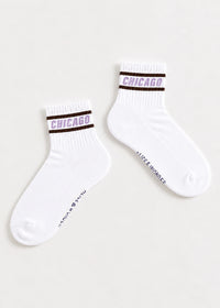 Chicago Double Stripe Crew Sock - Brown & Purple