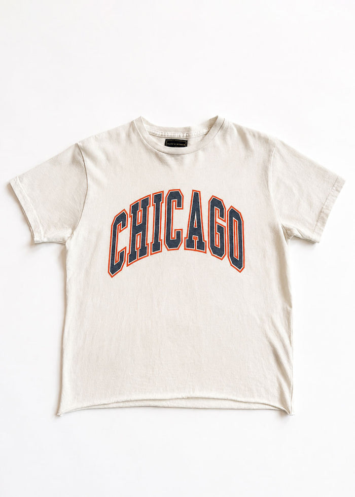 Chicago Varsity Heavyweight Crop Tee - Navy & Orange