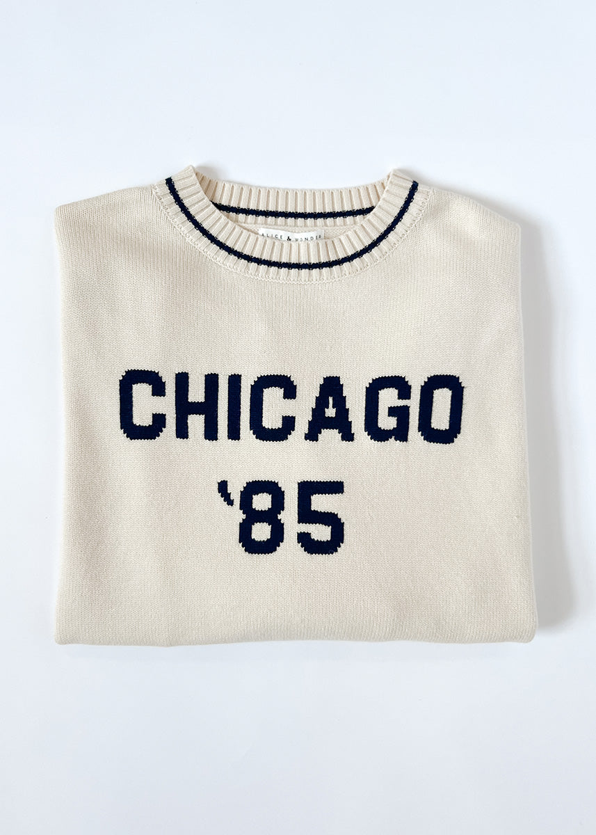 Chicago '85 Oversized Stripe Cuff Sweater - Cream