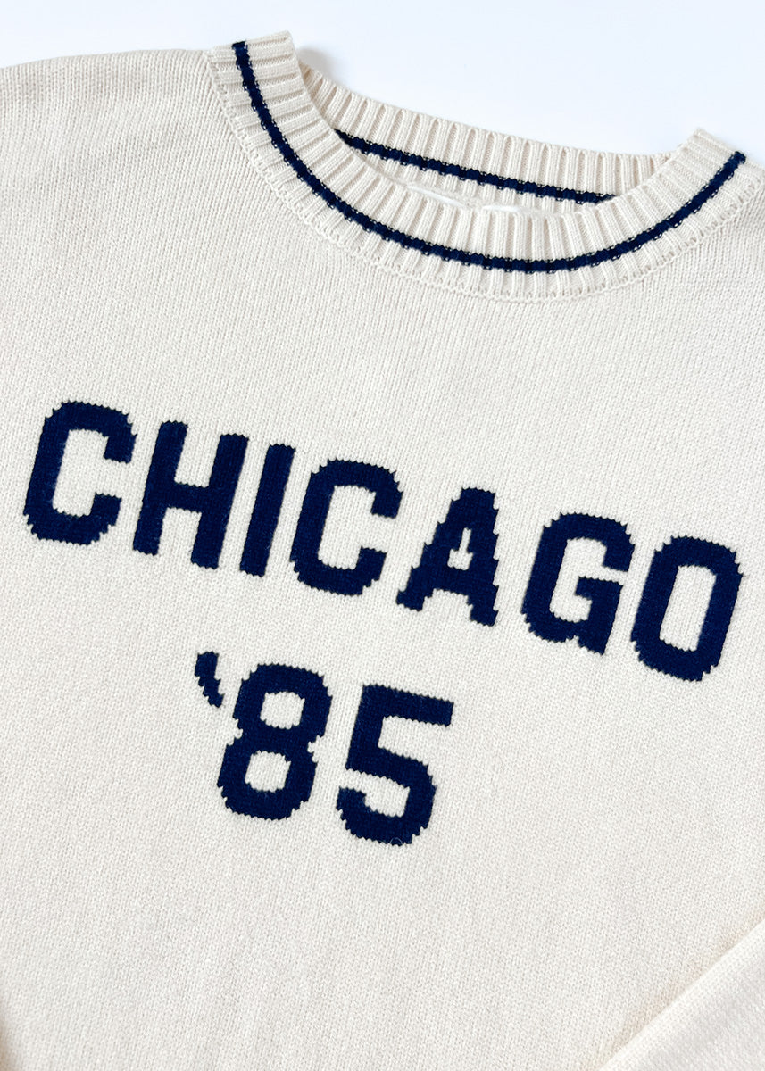 Chicago '85 Oversized Stripe Cuff Sweater - Cream