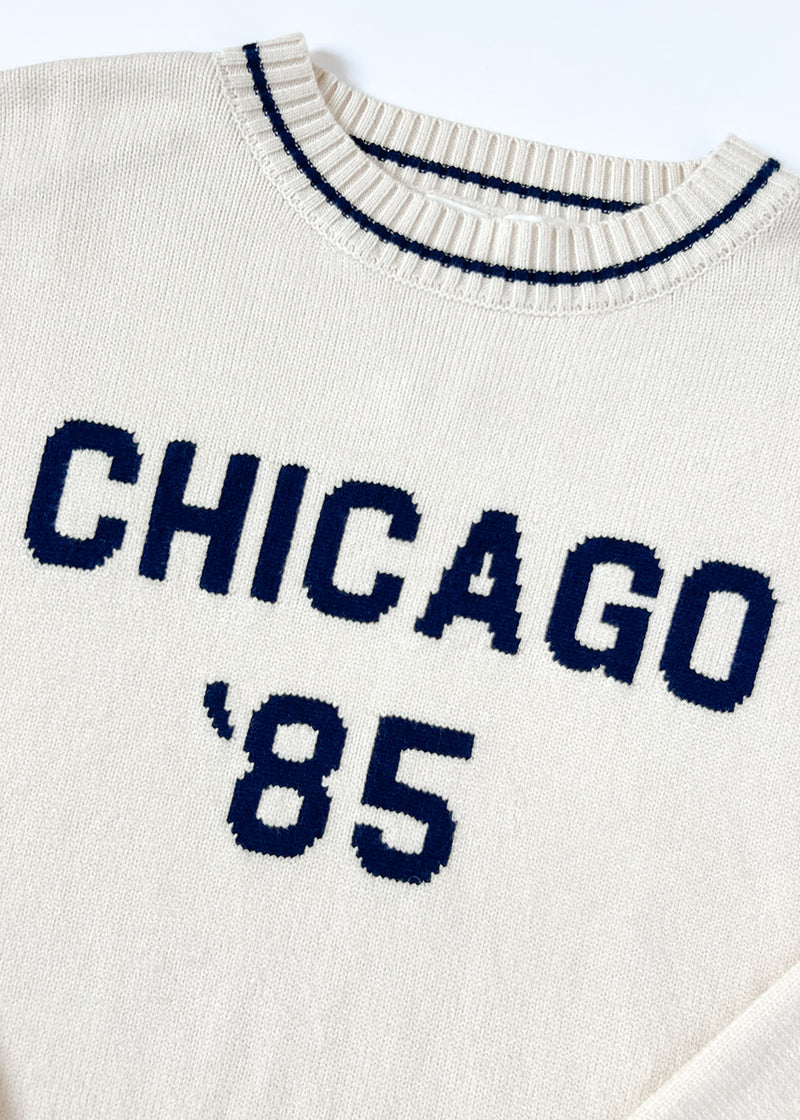 Chicago '85 Oversized Stripe Cuff Sweater - Cream