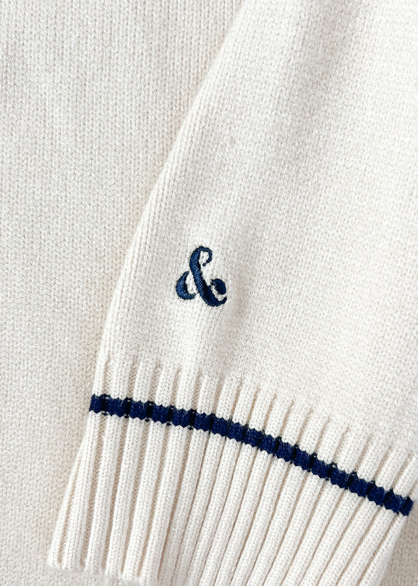 Chicago '85 Oversized Stripe Cuff Sweater - Cream