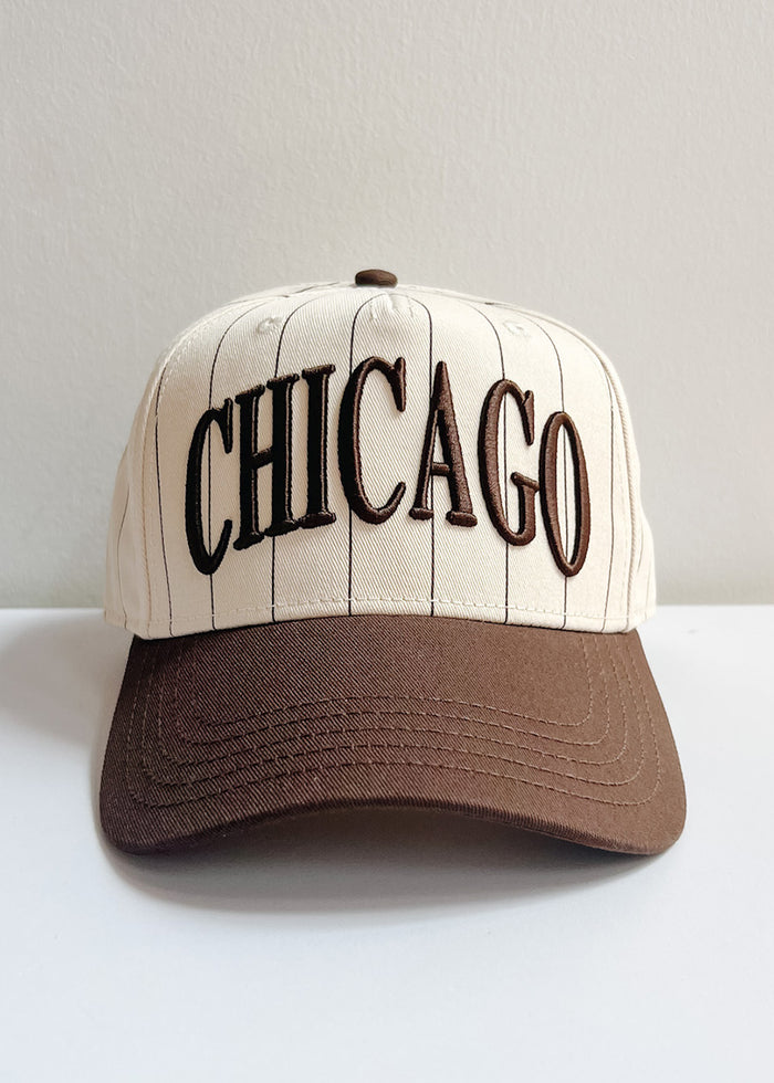 Chicago Puff Pinstripe Baseball Cap - Chocolate