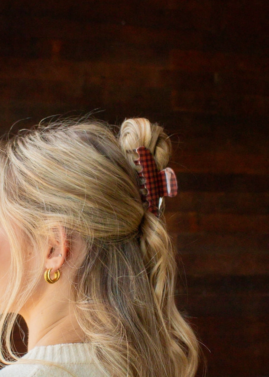 Cider Gingham Claw Clip