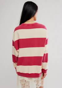 Classic Stripe Crew Wide Knit - Cherry Combo