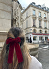 Classic Velvet Hair Bow Barrette - Red