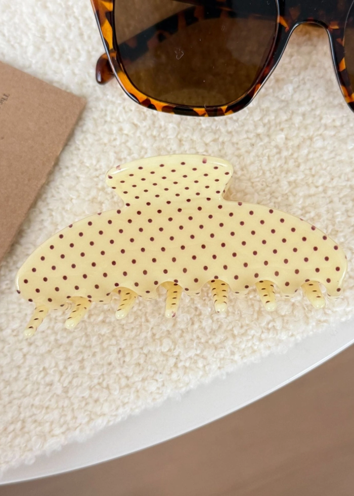 Classic Yellow Polka Dot Hair Claw
