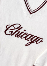 Chicago Collegiate V-Neck Sweater - Cream/Maroon