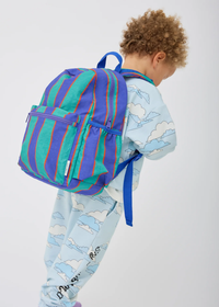 Cool Kid Backpack - Navy & Green Stripe