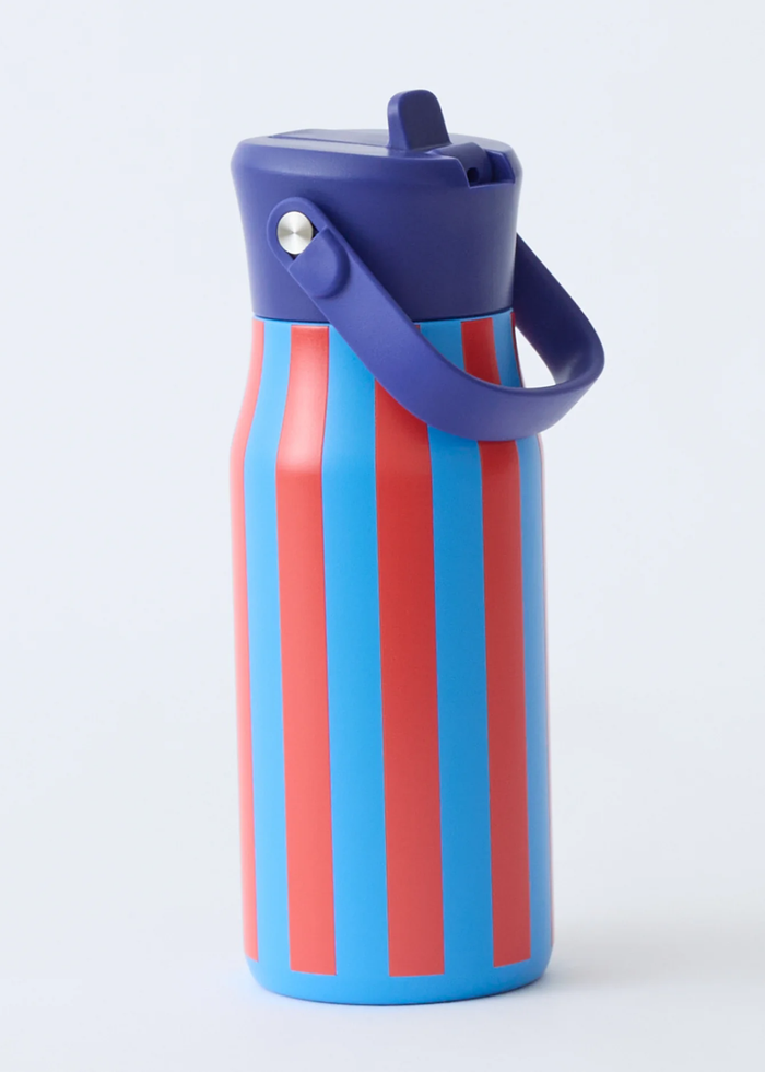Cool Kid Water Bottle - Blue & Rust Stripe