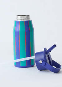 Cool Kid Water Bottle - Navy & Green Stripe