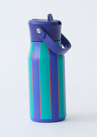 Cool Kid Water Bottle - Navy & Green Stripe