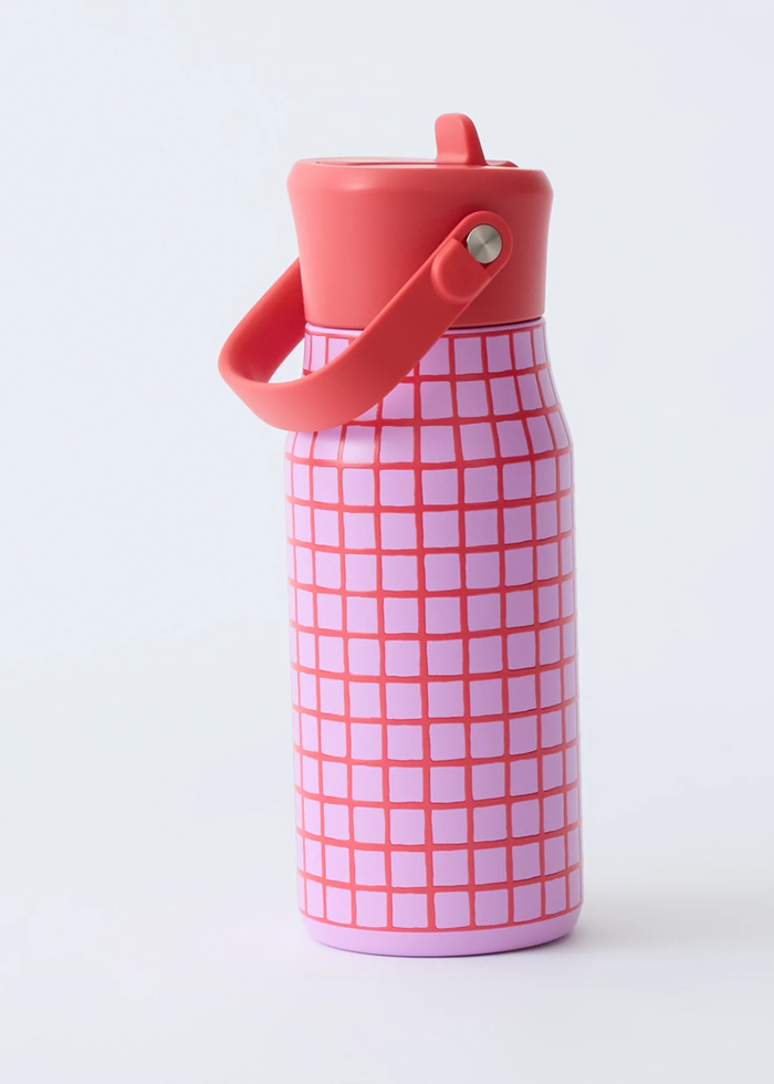 Cool Kid Water Bottle - Orchid Grid