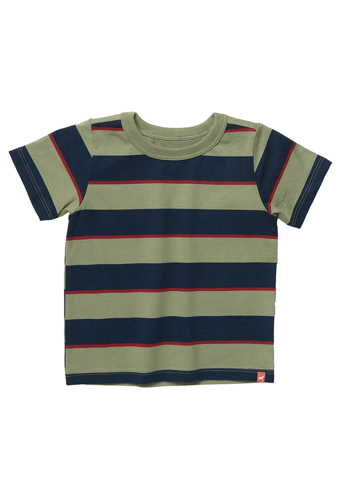 Adventure T-Shirt - Olive Navy Rugby Stripe