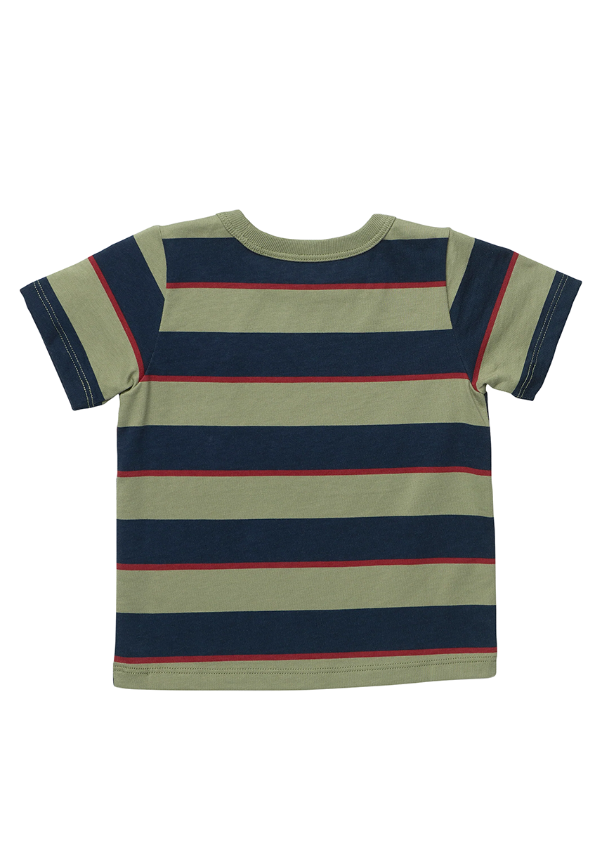 Adventure T-Shirt - Olive Navy Rugby Stripe