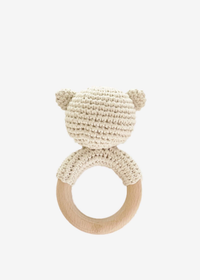 Crochet Cream Bear Rattle Teether