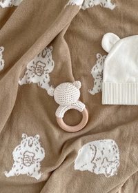 Crochet Cream Bear Rattle Teether