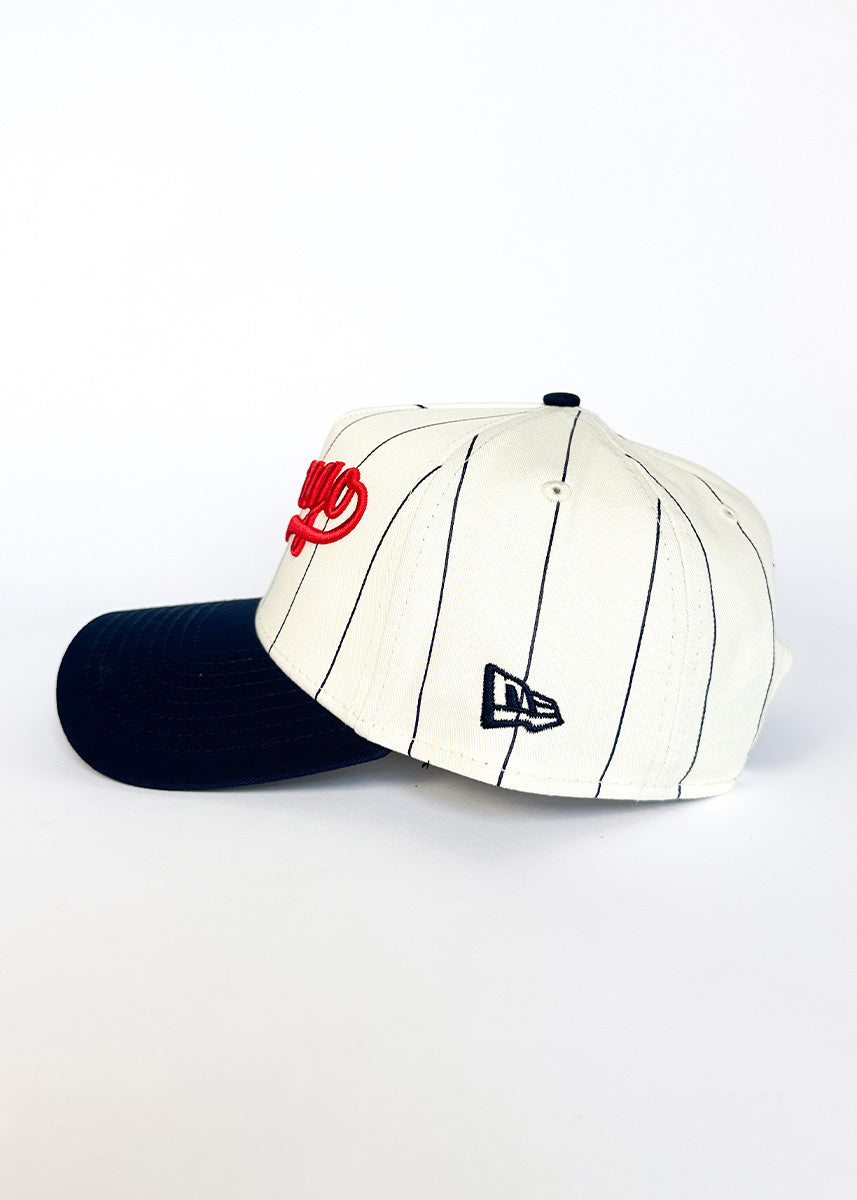 Cubs Vintage Logo Pinstripe Hat - Navy