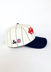 Cubs Vintage Logo Pinstripe Hat - Navy