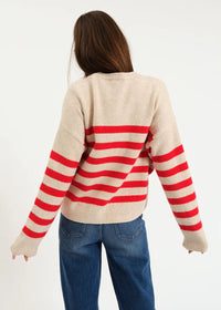 Carlyle Everyday Crewneck Sweater - Red Oat Stripe