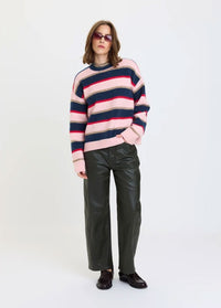 Carlyle Everyday Crewneck Sweater - Coral Stripe