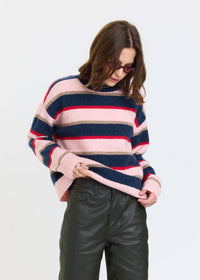 Carlyle Everyday Crewneck Sweater - Coral Stripe