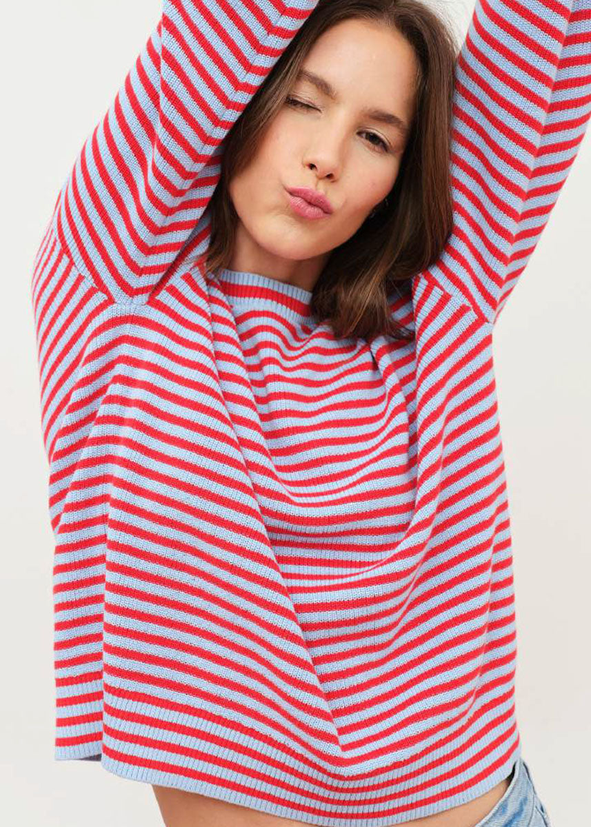 Carlyle Everyday Crewneck Sweater - Poppy Stripe
