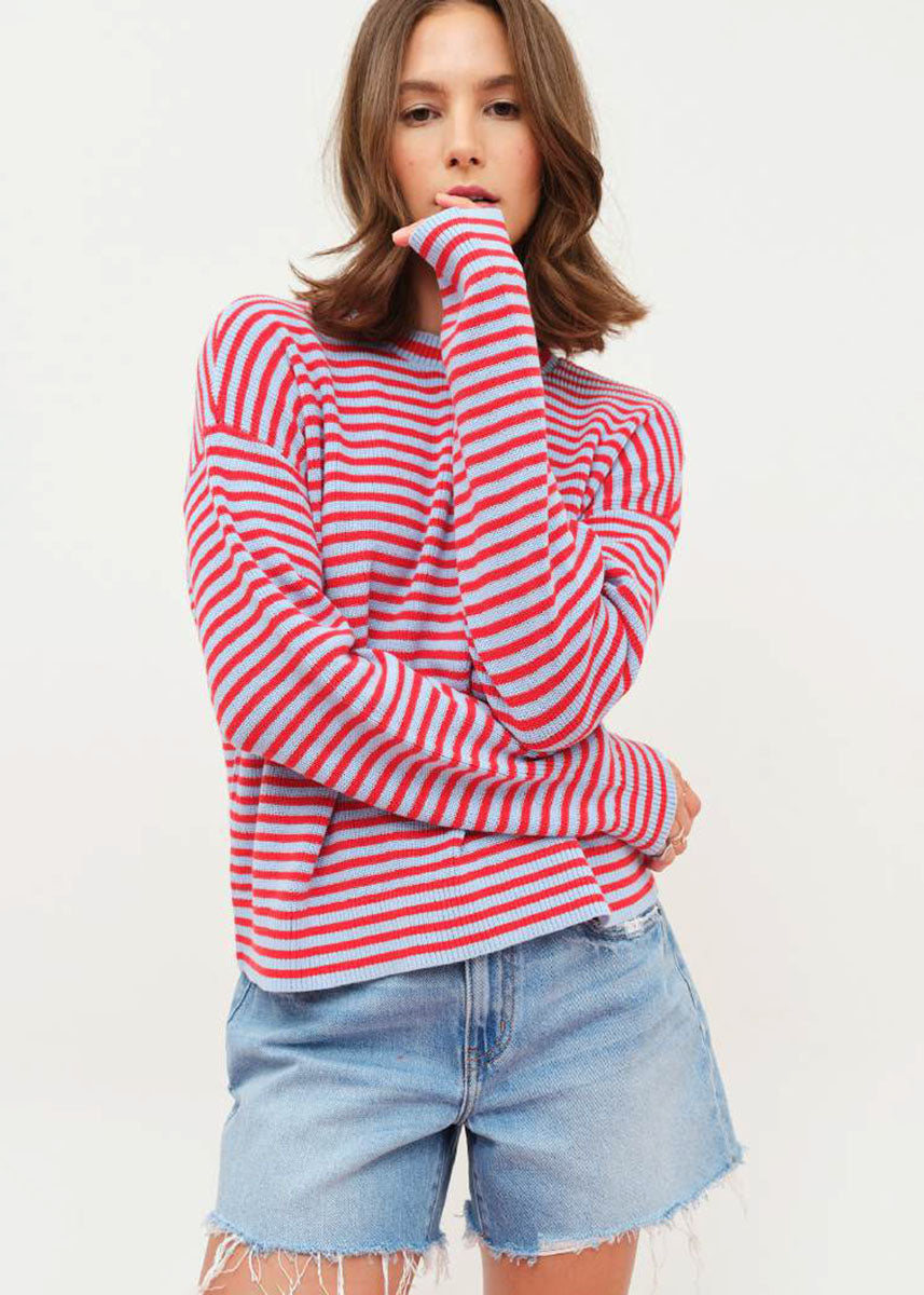 Carlyle Everyday Crewneck Sweater - Poppy Stripe