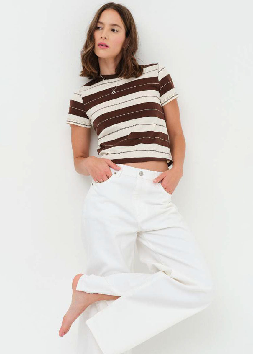 Zuma Crew Neck Tee - Chocolate Stripe