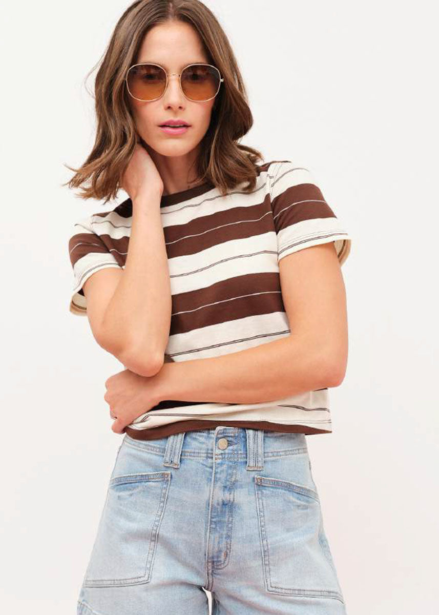 Zuma Crew Neck Tee - Chocolate Stripe