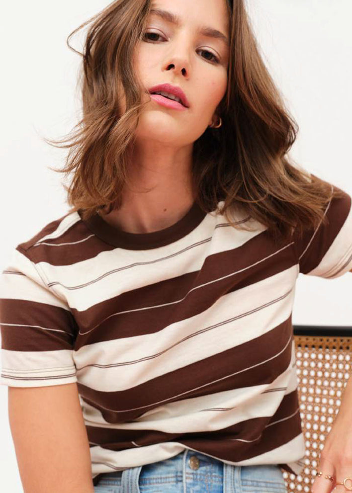 Zuma Crew Neck Tee - Chocolate Stripe