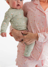 Green Little Goose Zipper Romper