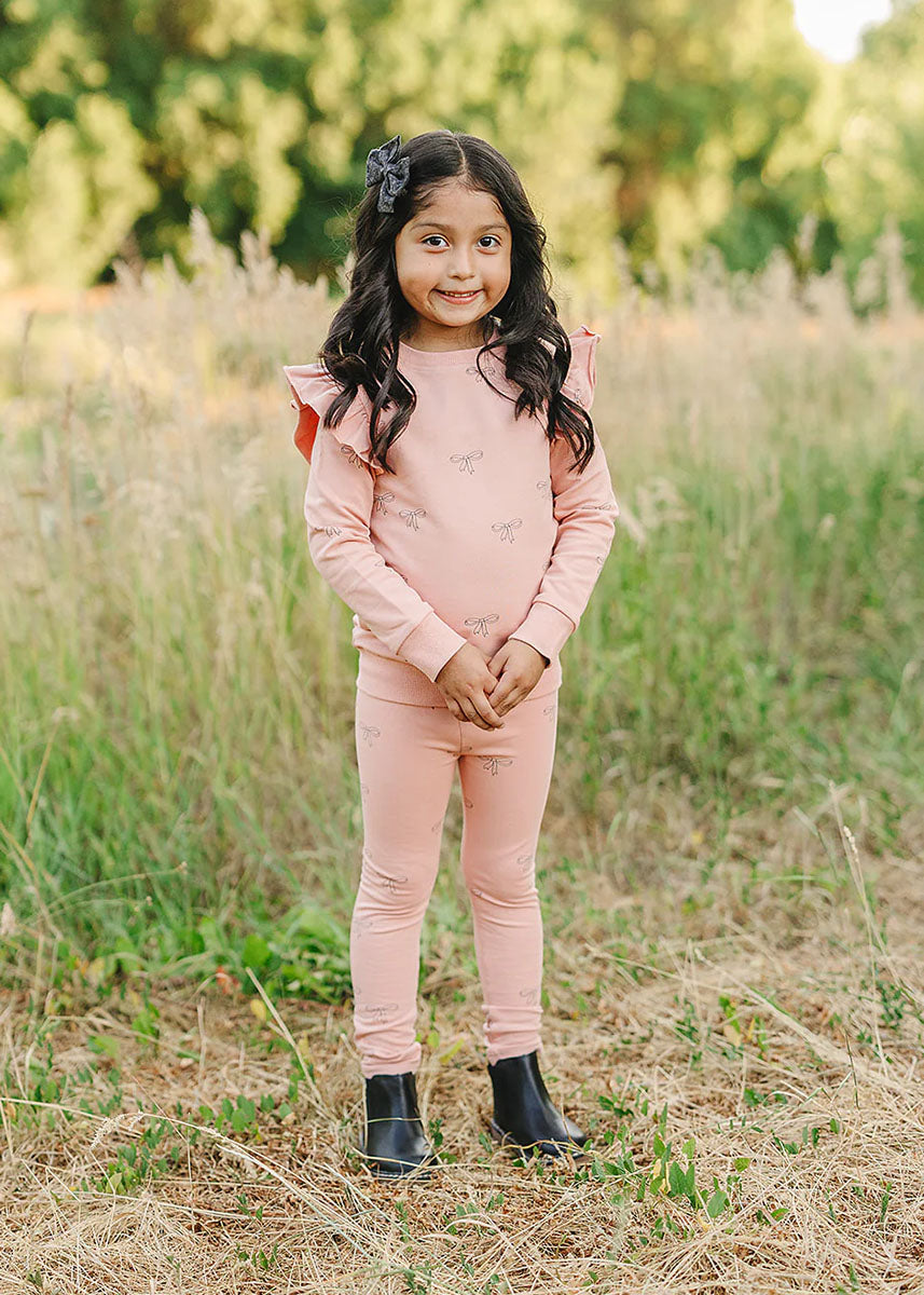 French Terry Set - Pink Ribbon Ruffle