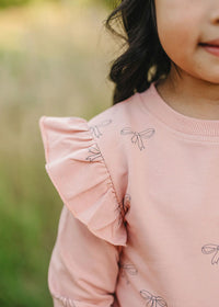 French Terry Set - Pink Ribbon Ruffle