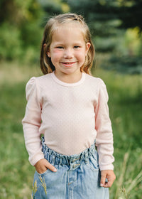 Pointelle Long Sleeve Tee - Pink