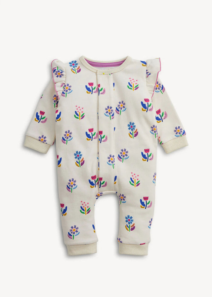 Magnetic French Terry Romper - Floral Ivory