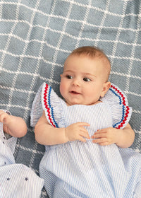 Flutter Sleeve Romper - Seersucker Stripe