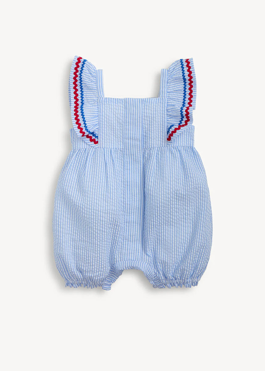 Flutter Sleeve Romper - Seersucker Stripe