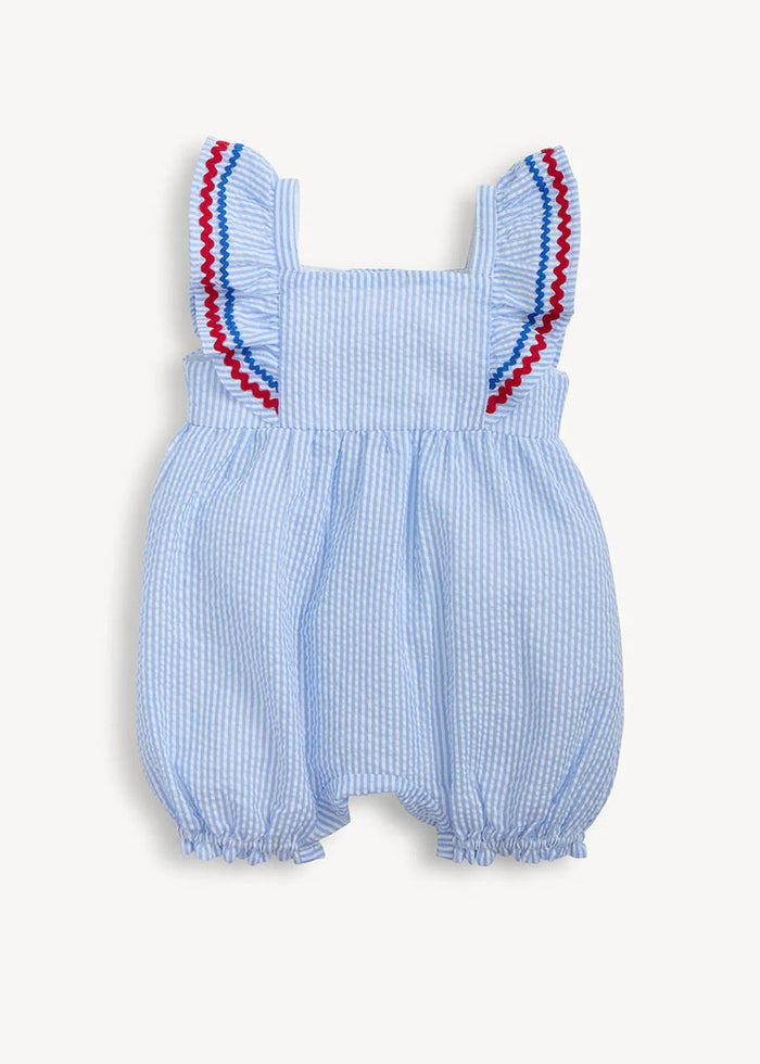 Flutter Sleeve Romper - Seersucker Stripe