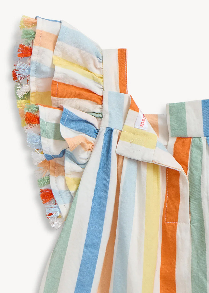 Woven Flutter Sleeve Dress - Multi Stripe
