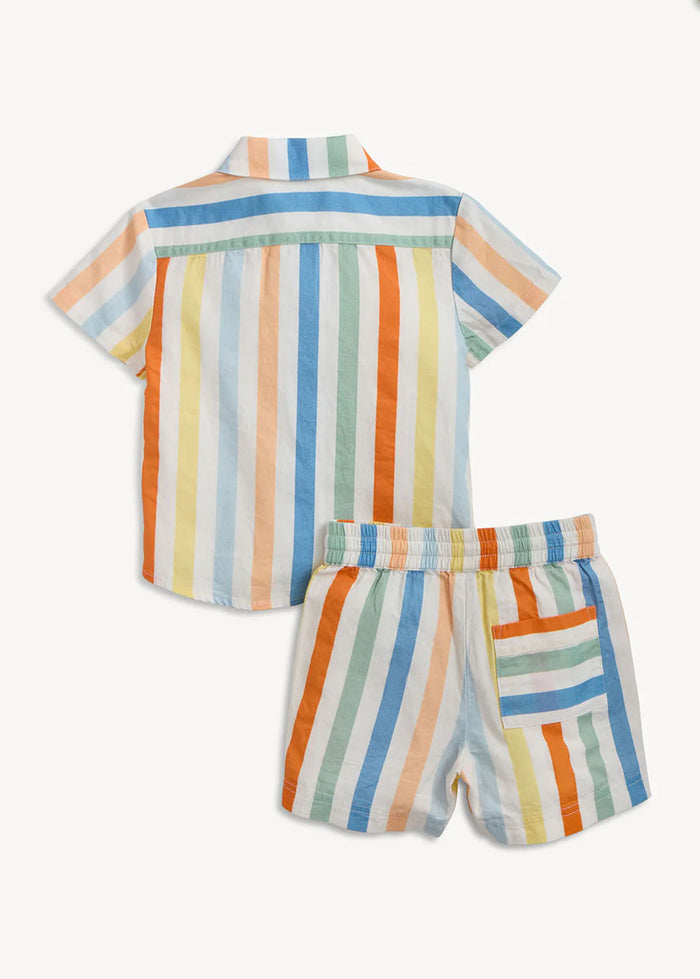 Woven Top & Short Set - Multi Stripe