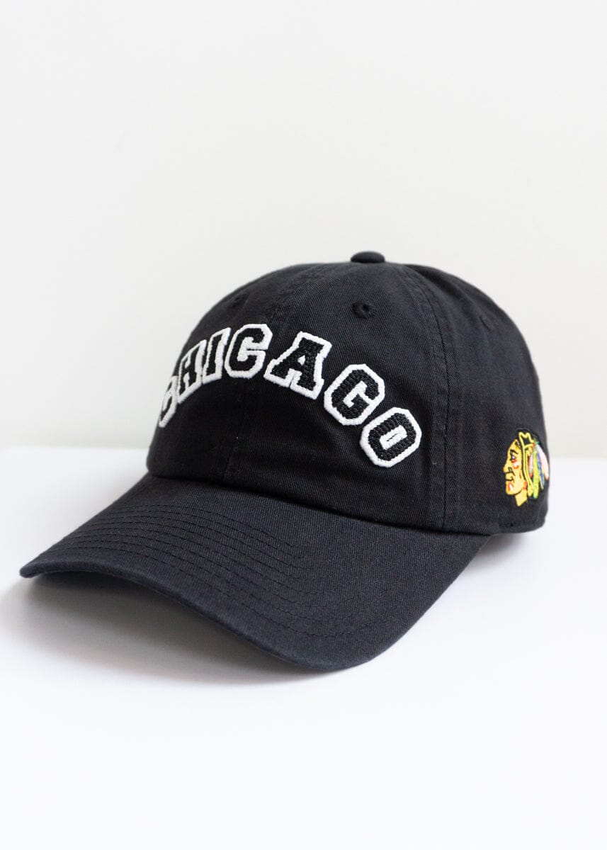 Chicago Blackhawks Block Letter Baseball Cap - Black